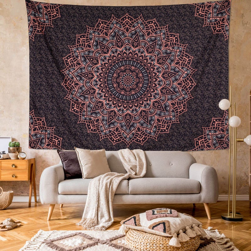 Edeesky Black Pink Mandala Tapestry Wall Hanging Vintage Tapestries Aesthetic Hippie Decor Bohemian Wall Art Boho Home Decoration for Bedroom,Living Room,Dorm - Image 3