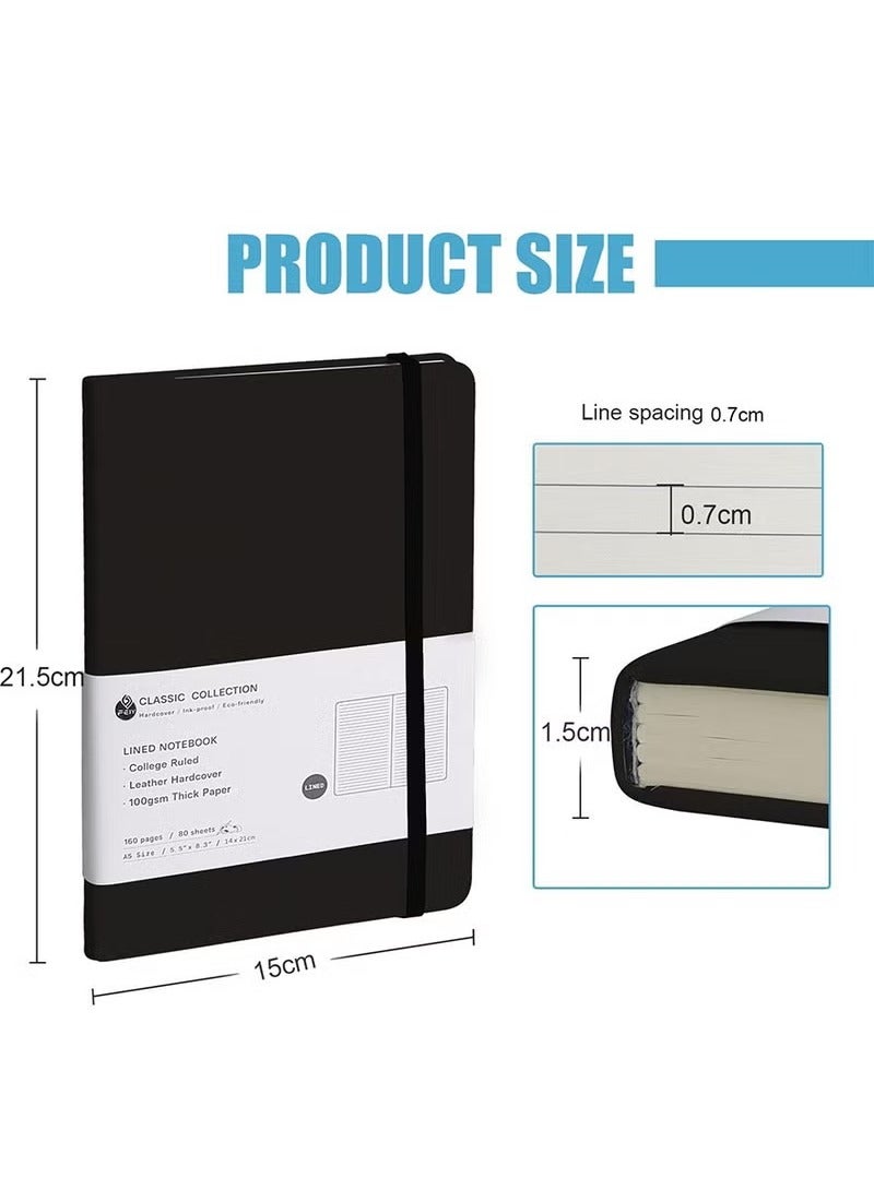 Generic Lined Journal Notebook, 160 s Lined Journal Notebook, A5 College Ruled Journals for Writing with 100GSM Paper, Hardcover Notebooks with Contents for Work, School, Women, Men - Image 2