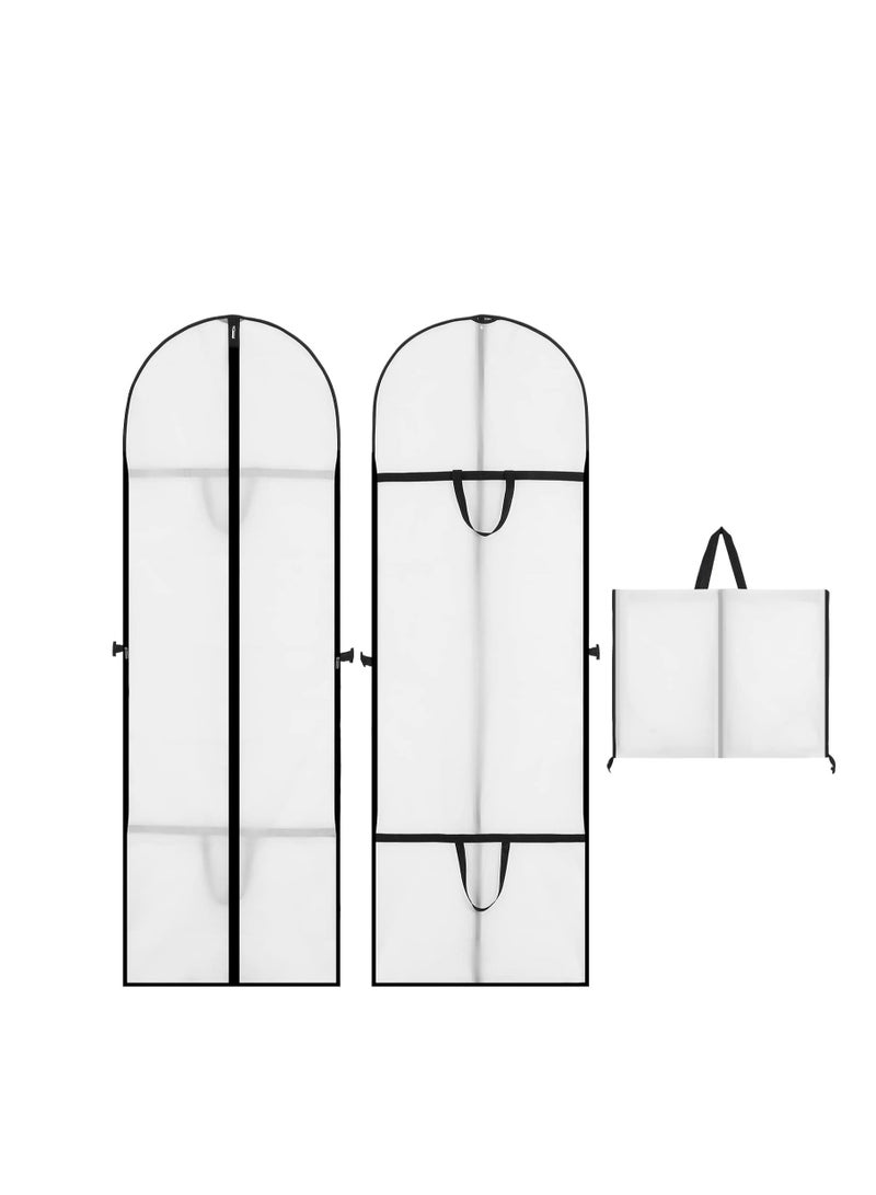Garment Bag 2 Pcs Garment Cover Bag Dustproof Clothes Cover Bags Wedding Dress Bag Cover Foldable Clothe Storage Bag Protector for Closet Storage Suit,Robe,Long Dress(60*180CM-White) - Image 1