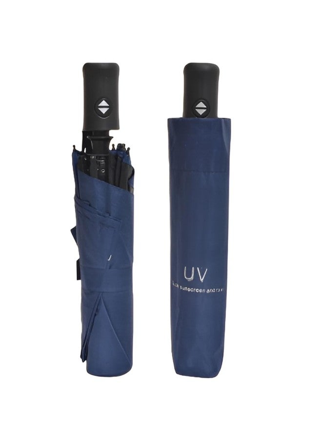 FABINALIV Navy Blue Solid Auto ON/OFF Waterproof Automatic Compact Umbrella (FLUB-1038-NBlue) - Image 1