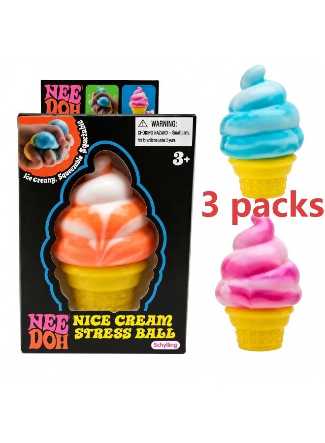 Needoh 3PCS Schylling Needoh Ice Cream Cone - Sensory Squeeze Toy - Image 2