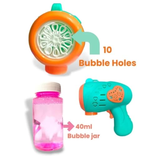 Camin Automatic 15 Holes Colour Bubble Gun for Kids | 2 Bubble Solution,10000+ Bubbles Per Minute |Leak-Proof Design|Birthday Gift Summer Toy for Boys Girls Age 3-16 yrs (Purple) - Image 4