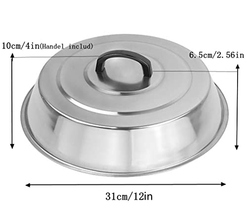 ZBXFCSH Griddle Accessories 12 Inch Round Stainless Steel Basting Griddle Cover - Cheese Melting Dome and Steaming Cover Wok Lids, Best for Use in Flat Top Griddle Grill Cooking Indoor or Outdoor - Image 2