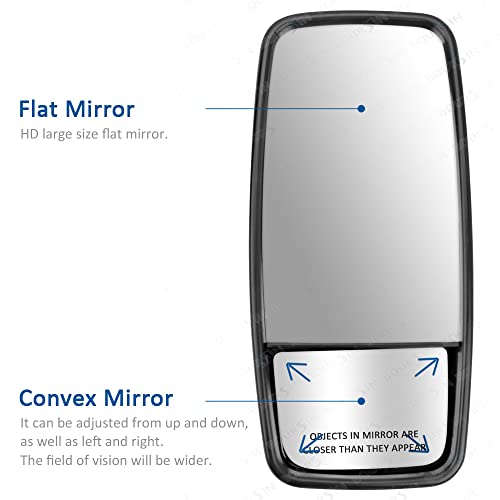 Boursin Outside View Door Mirror LH Compatible with ISUZU NPR NPR-HD NQR NRR GMC Chevrolet W3500 W4500 W5500 Truck 4HK1 4JJ1 5.2L 3.0L 6.0L 2008-2024 Black Diriver Side - Image 3