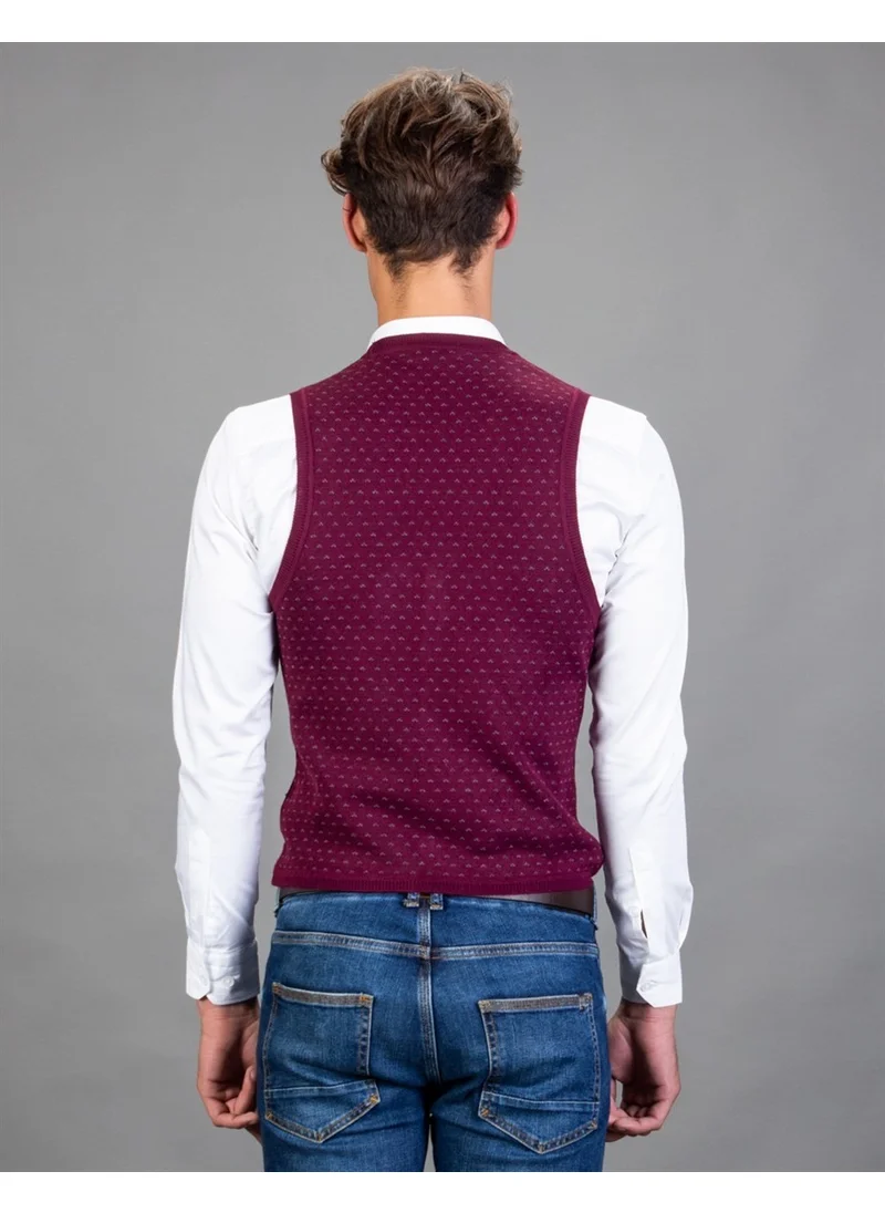 تودورس Patterned Claret Red Men's Vest