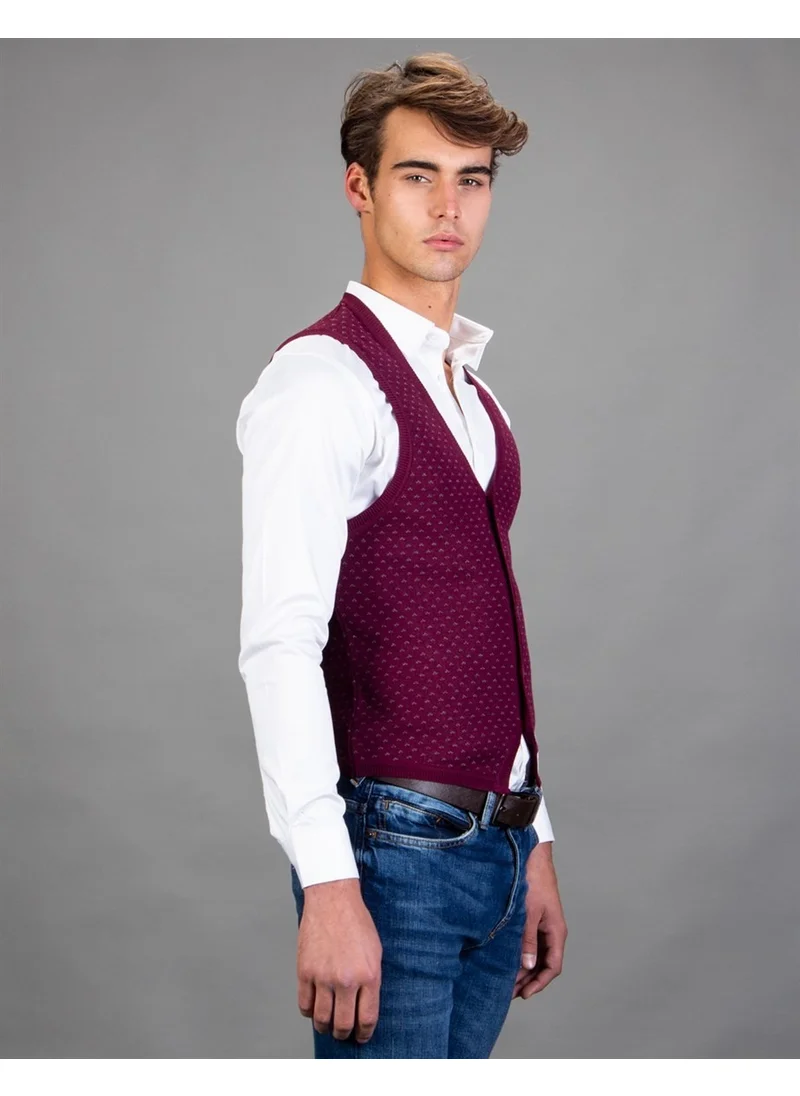 تودورس Patterned Claret Red Men's Vest
