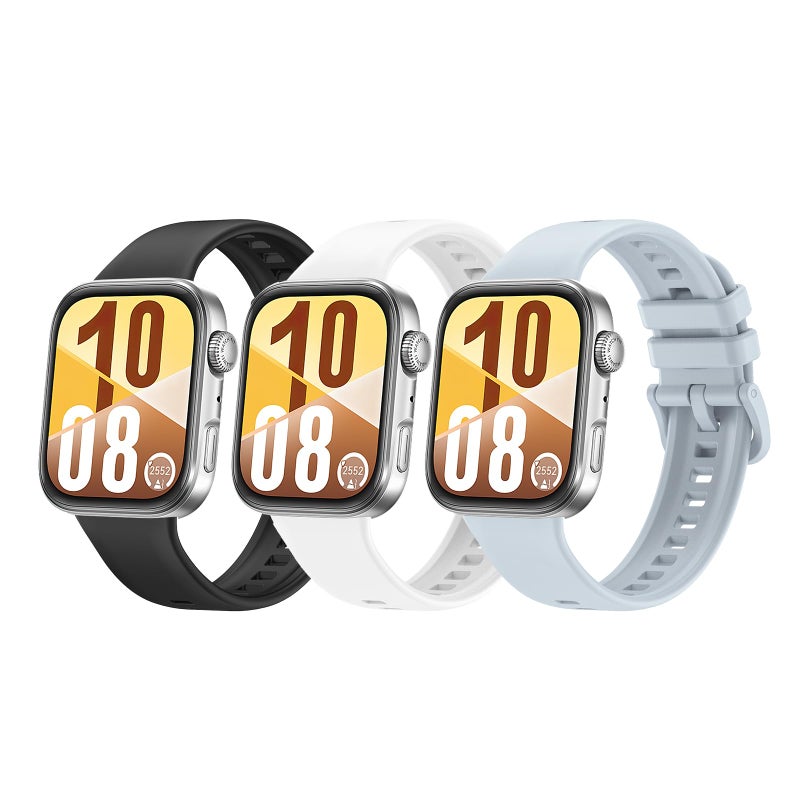 UOEPOWA 3-Pack Silicone Watch Bands Compatible with Huawei Watch Fit 3/4/4 Pro – Quick Release Soft Sport Straps - Image 1