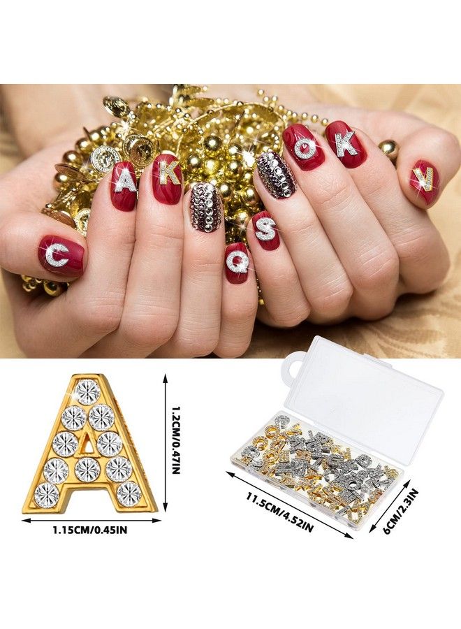 Leelosp 52 Pieces Letters Nail Stud Stickers Alloy Rhinestone Letter Charms 3D Capital Letters Nail Studs Alphabet Nail Charms English Nail Decoration For Women Girls Nail Accessories Salon (Delicate Style)  - Image 4