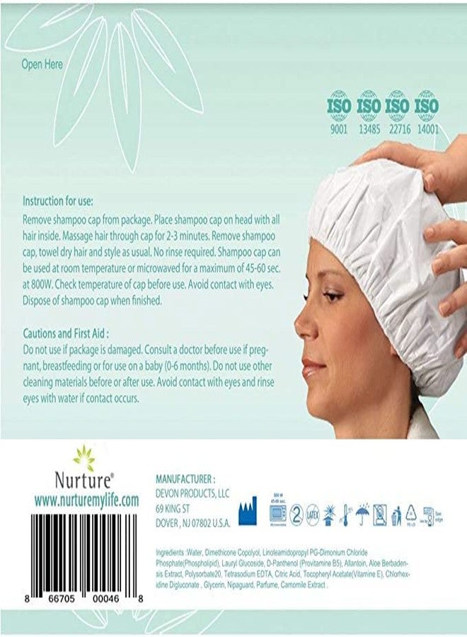 Nurture Valley No Water Rinse Free Shampoo Cap by Nurture | Microwavable Washing & Conditioning Shower Caps to Wash Hair w/o Bath | Waterless Bathing | Disposable & Hypoallergenic for Adults, Bedridden & Elderly - Image 4