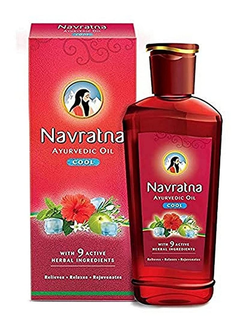 Navratna Ayurvedic Cool Oil | with 9 Active Herbal Ingredients | Relaxing Head Massage Oil | Revitalizes Scalp & Strengthen Hairs | Provides Cooling Effects | 6.76 Fl Oz/200ml 