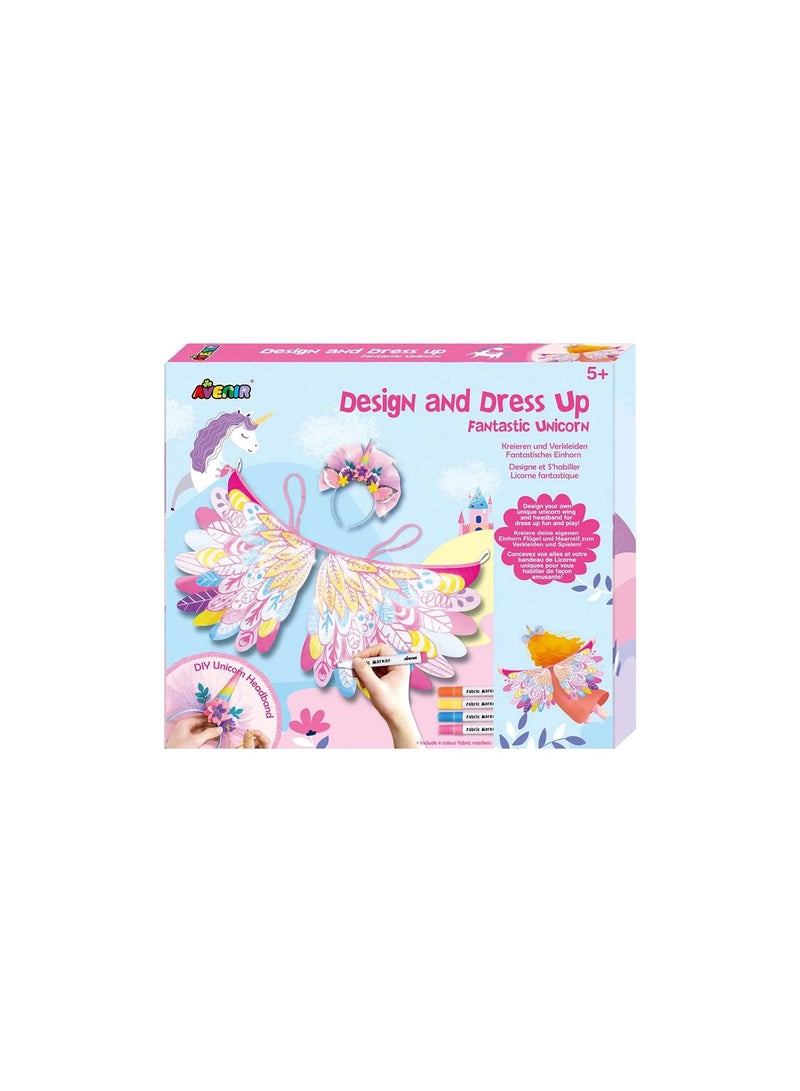 Avenir Avenir Unicorn Dress Up Fun Set – Fantastic Unicorn | DIY Costume with Pre-Printed Wings, Markers, Felt, Plastic Needle, & Headband - Spark the Imagination | 3+ Years - Image 5