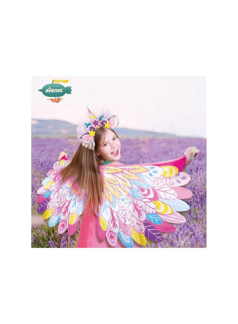 Avenir Avenir Unicorn Dress Up Fun Set – Fantastic Unicorn | DIY Costume with Pre-Printed Wings, Markers, Felt, Plastic Needle, & Headband - Spark the Imagination | 3+ Years - Image 4
