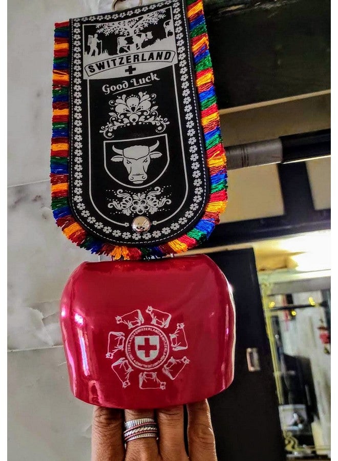 Prisma Collections Large Size Swiss Cow Bell Door Hanging Metal Bell for Home Decor Positive Energy DDLJ Bell (38x11x15cm) (Random Colour) - Image 1