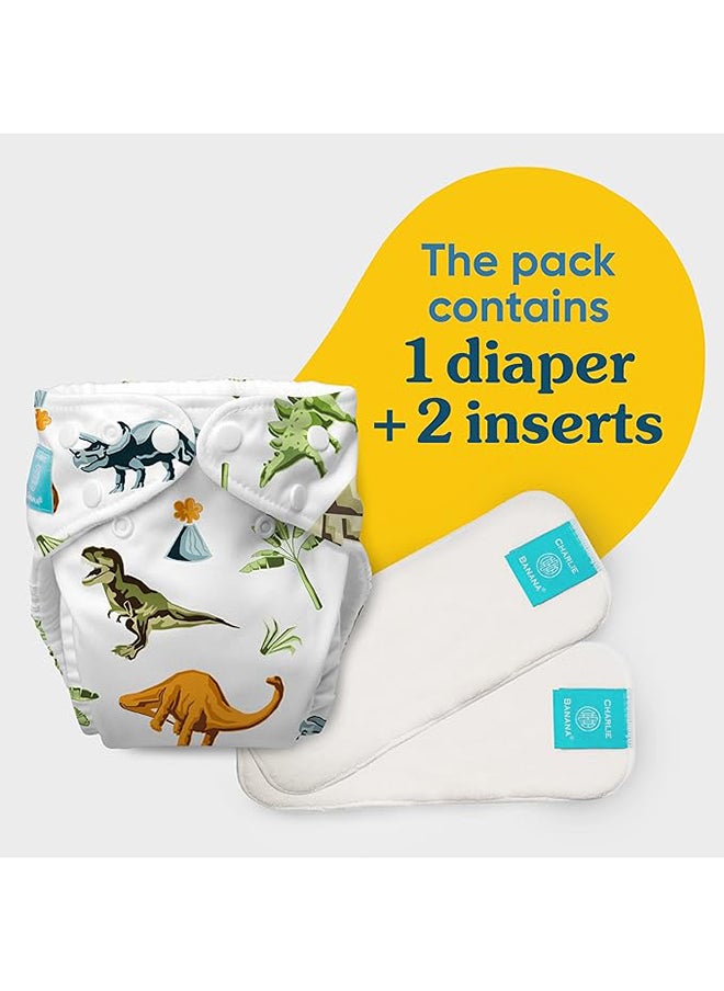 Charlie Banana Diapers-2 Insert Dinousers One Size Hybrid Aio  - Image 2