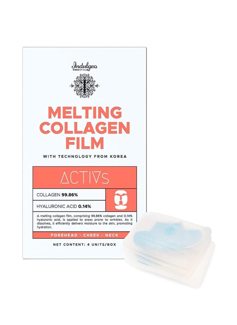 Indulgeo ESSENTIALS Indulgeo Essentials Melting Collagen Film Patches For Hydrating Skin, Set Of 4 Full Face Pack Mask Reduces Wrinkles & Gives Instant Plumpness  - Image 1