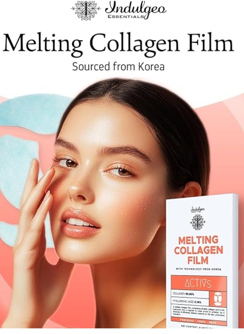 Indulgeo ESSENTIALS Indulgeo Essentials Melting Collagen Film Patches For Hydrating Skin, Set Of 4 Full Face Pack Mask Reduces Wrinkles & Gives Instant Plumpness  - Image 2