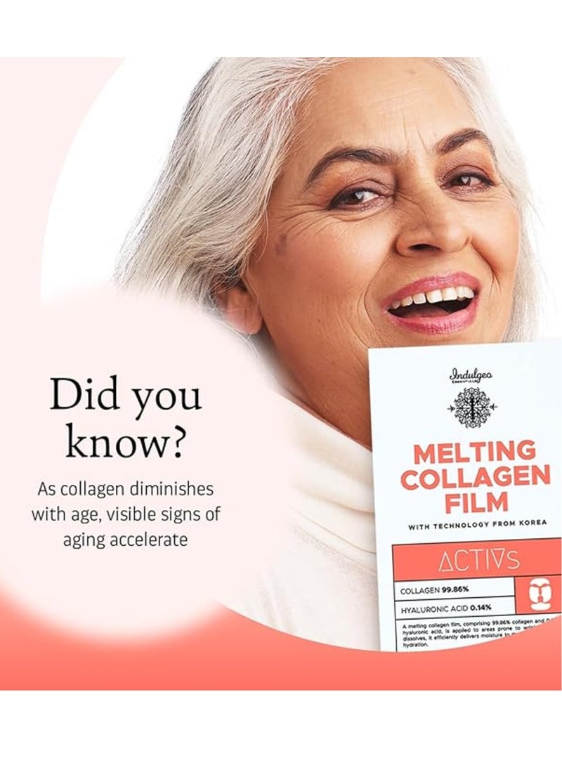 Indulgeo ESSENTIALS Indulgeo Essentials Melting Collagen Film Patches For Hydrating Skin, Set Of 4 Full Face Pack Mask Reduces Wrinkles & Gives Instant Plumpness  - Image 4
