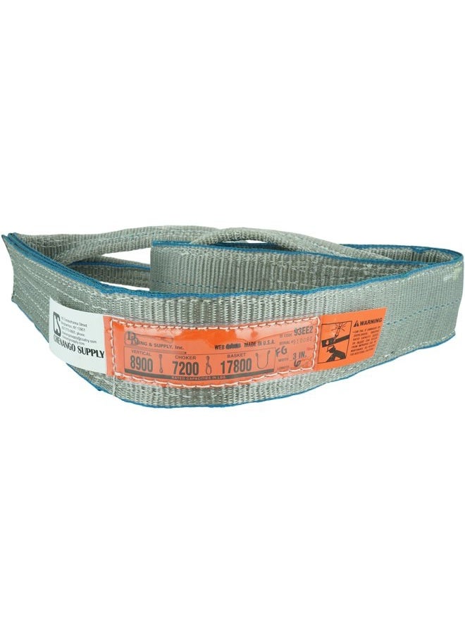 Chenango Supply DD Sling 1 Inch x 3 Foot Polyester Lifting Sling – USA Made, 3,200 lb Vertical, 2,600 lb Choker, 6,400 lb Basket – 2-Ply Heavy Duty 900 Webbing, Flo-Guard Eye & Eye Rigging Sling - Image 2