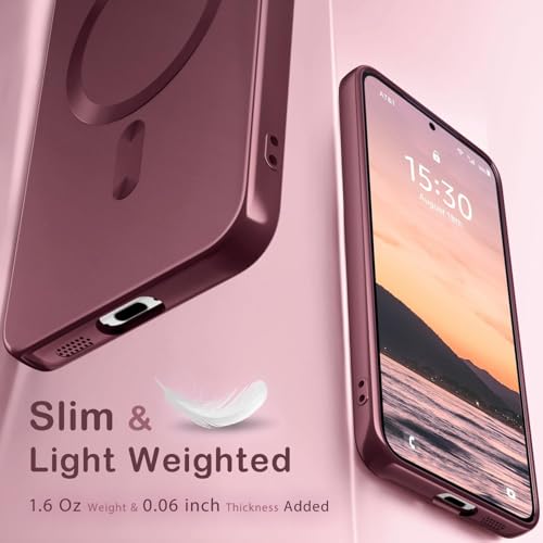 DIZORO Samsung A16 Case, Compatible with Mag Safe Back Cover, Matte Luxury Metallic Luster Flexible TPU Wireless Charging Shockproof Case with Camera Protector (Wine Red) - Image 5
