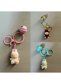 Generic Labubu Mini Plush Dolls Cute Trendy Keychains Brown bull cloth [with buckle] 
