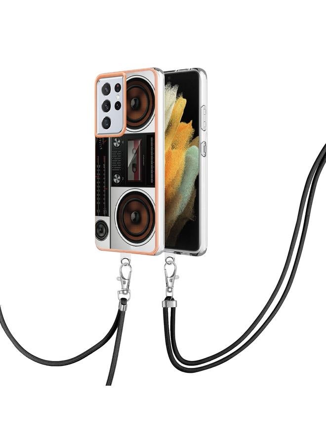 S-TOP Case For Samsung Galaxy S21 Ultra 5G Electroplating Dual-side IMD Phone Case with Lanyard - Image 1