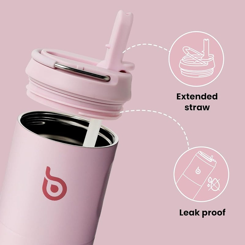 BOTTLE BOTTLE Insulated Water Bottle 24oz with Straw Lid and Handle for Sports Travel Gym Stainless Steel Water Bottles Double-Wall Vacuum Metal Thermos Bottles Leak Proof BPA-Free (Light Pink) - Image 4