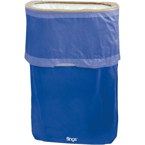 Amscan Blue Flings Plastic Bin 22 x 15 Pack of 1 Stylish Convenient Portable Trash Solution for Events Parties - Image 1