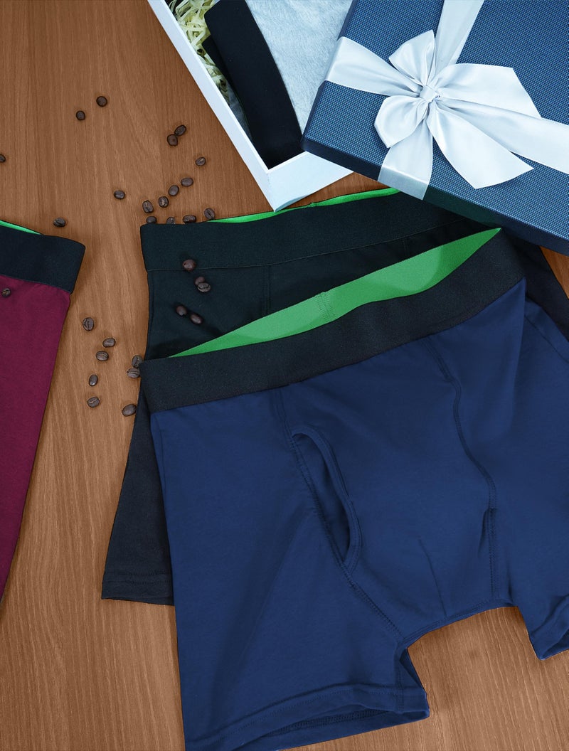 TIICHOO Washable Urinary Incontinence Underwear for Men Cotton Boxers Briefs 5 Pack(L, 2 Black/Burgundy/Navy/Light Gray) - Image 3