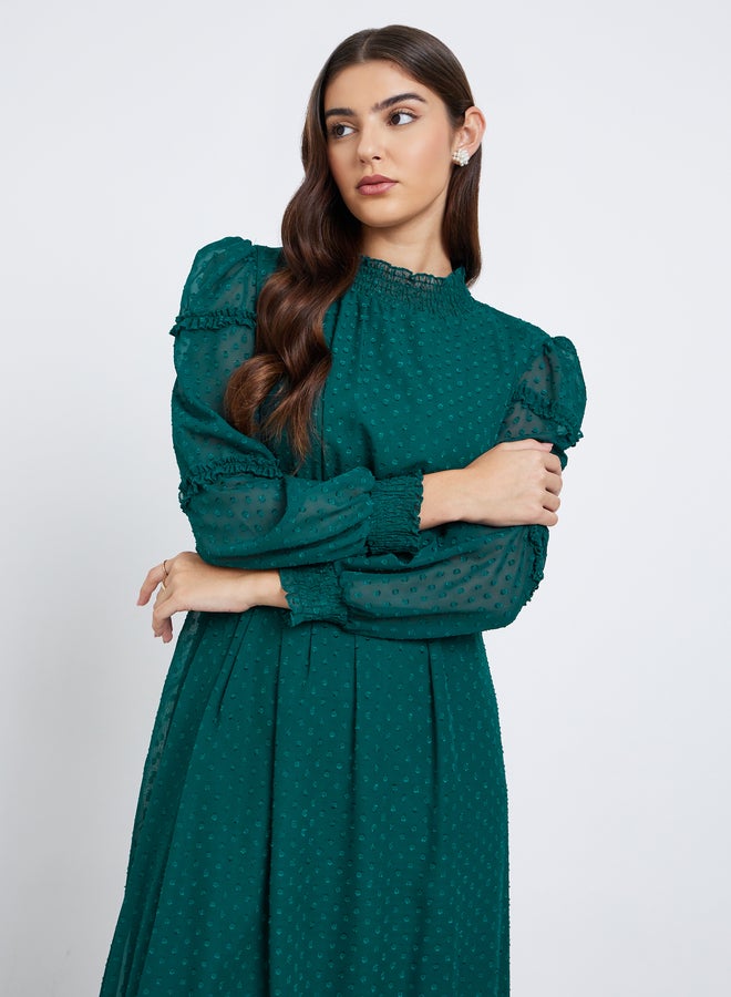 Styli Textured Dobby Ruffled Hem Maxi Dress - Image 2