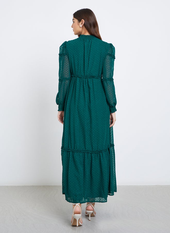 Styli Textured Dobby Ruffled Hem Maxi Dress - Image 4