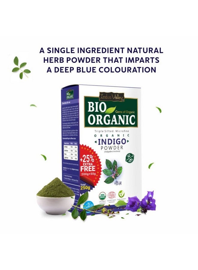 IndusValleyBioOrganic IndusValleyBioOrganic Indus Valley Bio Organic 100% Organic and Herbal Indigo Powder, for Natural Hair Coloring, Arrests Early Greying & Protects hair from Damage - (200g+50g)  - Image 3