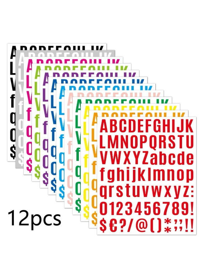 12-Color Set Alphabet Number Stickers, DIY Mug Birthday Party Name Label Decals - Image 1