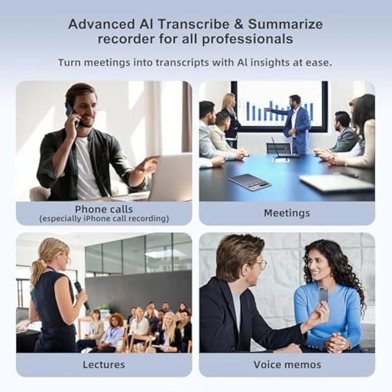 أنكوفو مسجل صوت بالذكاء الاصطناعي من ويليبوت مع تحكم في التطبيق، نسخ وتلخيص متطور بالذكاء الاصطناعي مع ذاكرة 64GB، مسجل صوت للملاحظات، مسجل صوت للاجتماعات والمحاضرات والمقابلات، يدعم 118 لغة، رمادي - Image 4