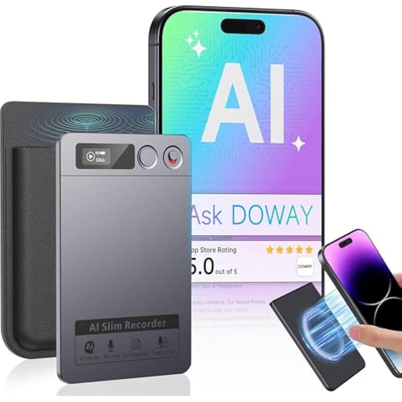 أنكوفو مسجل صوت بالذكاء الاصطناعي من ويليبوت مع تحكم في التطبيق، نسخ وتلخيص متطور بالذكاء الاصطناعي مع ذاكرة 64GB، مسجل صوت للملاحظات، مسجل صوت للاجتماعات والمحاضرات والمقابلات، يدعم 118 لغة، رمادي - Image 1