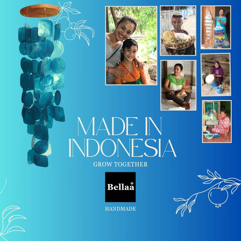 Bellaa جرس الرياح بيللا في الهواء الطلق، زينة الحدائق، موسيقي، جرس الرياح الداخلي/الخارجي، شاطئ، محيط، نسيم، هدايا للأم، هدية لجميع المناسبات، قواقع زجاج البحر كابيز خشب 1 قوس قزح - Image 4
