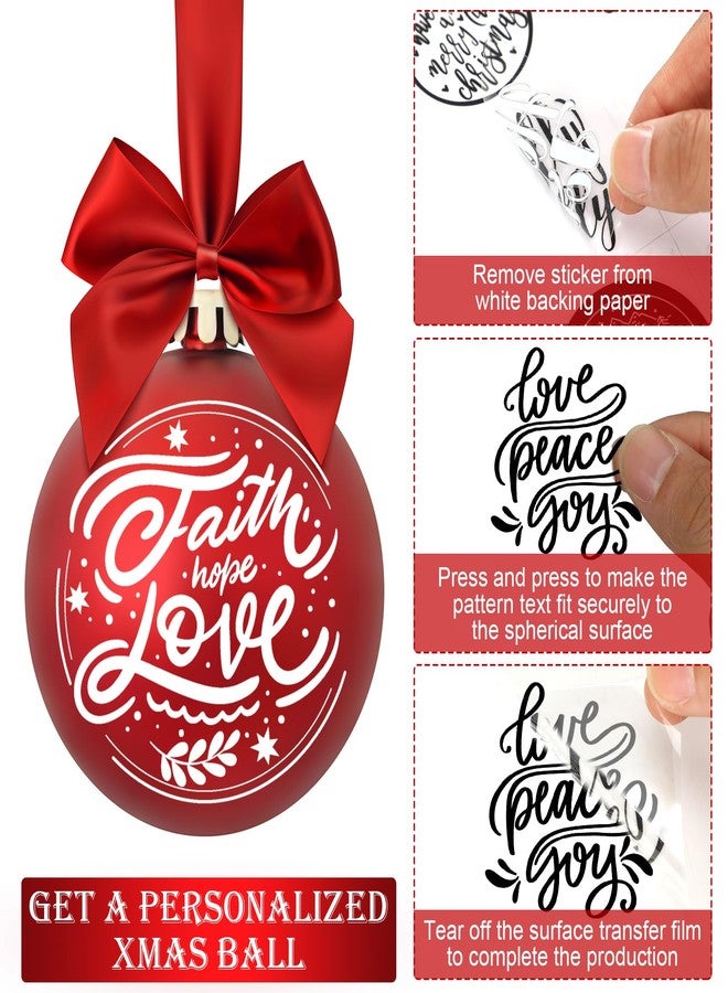 Woanger 45 Pcs Christmas Words UV Decals for Christmas Ball Decor Inspired Holiday Letter Greeting Sticker Waterproof Ornament Sticker for Crafts Xmas Ball Bottle Decal Xmas Decoration(Simple) - Image 3