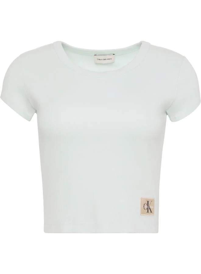 Calvin Klein Jeans Logo Crop Crew Neck T-Shirt