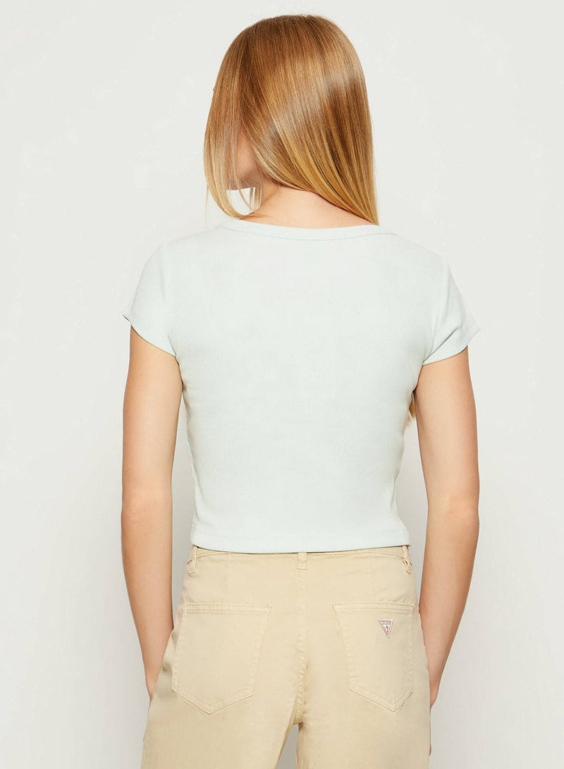 Calvin Klein Jeans Logo Crop Crew Neck T-Shirt - Image 2