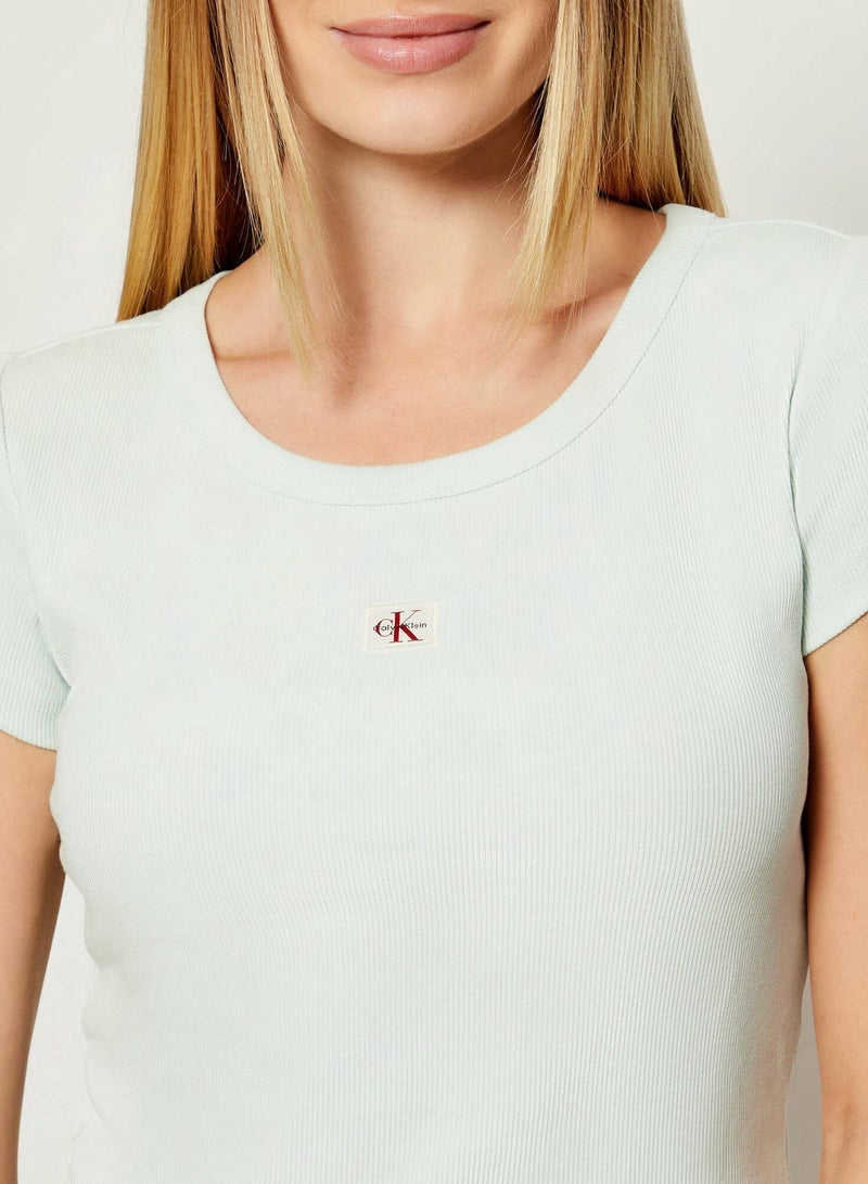 Calvin Klein Jeans Logo Crop Crew Neck T-Shirt - Image 3