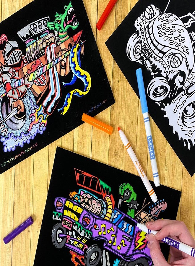 Stuff2Color Monster Cars and Trucks Fuzzy Poster Coloring Poster 6-Pack (Coloring Fun for Boys and Toddlers) - Great for Quiet Time, Coloring with Friends, or as a TV-Off Activity - Image 3