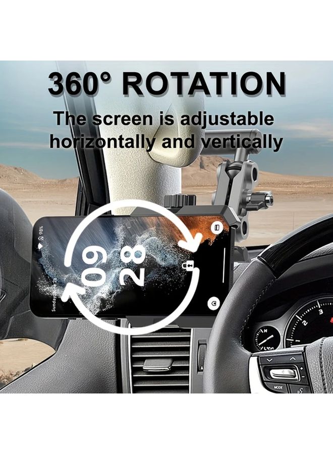 Black A Pillar Phone Holder Heavy Duty Aluminum Alloy Suction Cup Mount For SUV Truck - Image 5