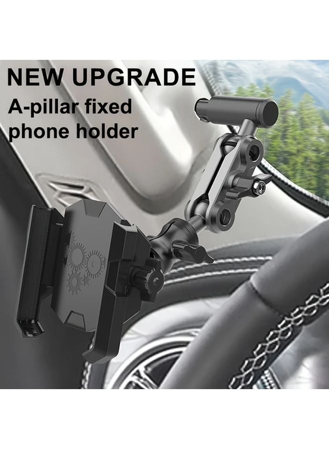 Black A Pillar Phone Holder Heavy Duty Aluminum Alloy Suction Cup Mount For SUV Truck - Image 3
