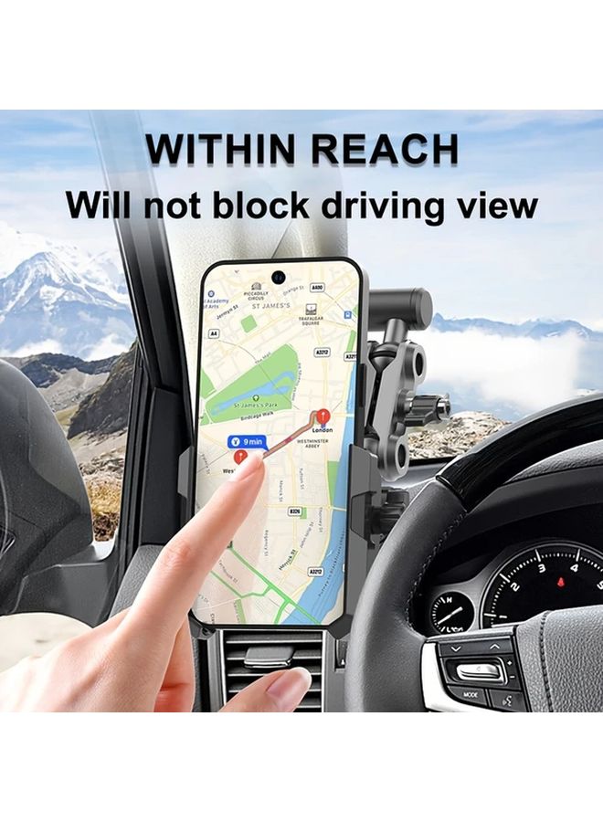 Black A Pillar Phone Holder Heavy Duty Aluminum Alloy Suction Cup Mount For SUV Truck - Image 4