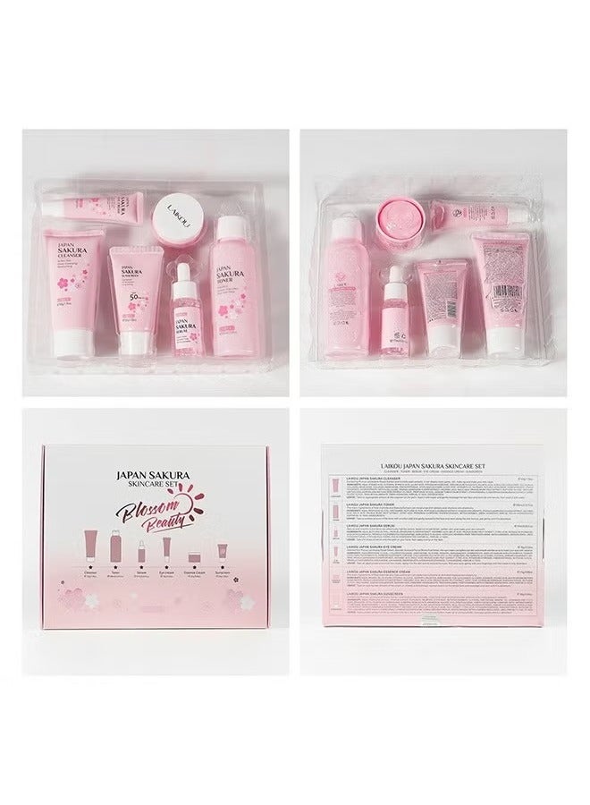 لايكو مجموعة العناية بالبشرة من ساكورا اليابانية، مجموعة هدايا تجميلية للنساء، مجموعة للعناية بالبشرة مع منظف، تونر، سيروم، كريم للعين، كريم للوجه - Image 5
