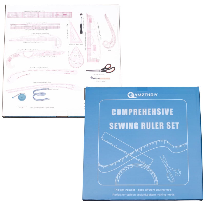 AMZTKDIY Acrylic Sewing Ruler Setï¼ŒFrench Curve Pattern Rulers Kit for Tailors Designers Precision Pattern Making Guides Quilting and DIY Supplies (Ruler Set 4-15Pcs) - Image 4