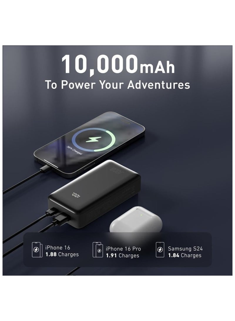 JODA Power bank with10000mAh capacity and 30W PD provides fast and efficient charging for smart devices. Equipped with USB-C and USB-A ports and an LED display to show battery level, with a sleek and portable design. - Image 3