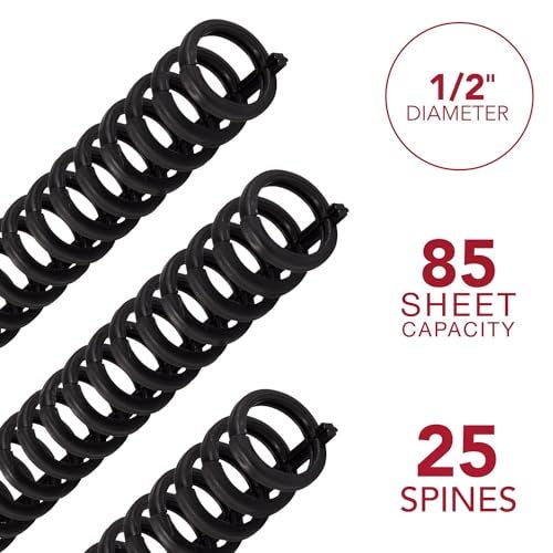 GBC Binding Spines / Spirals / Coils, 1/2" Diameter, 85 Sheet Capacity, ProClick, Black, 25 Pack (2515660) - Image 2