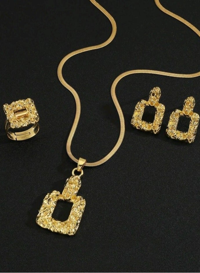 Trendy Stainless Steel Gold Plated Jewellery Set For Women  - Image 3
