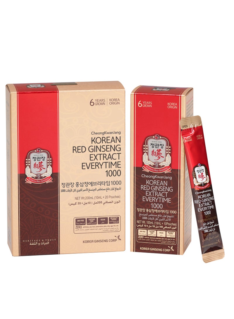 تشونغ كوان جانغ مستخلص الجينسنغ الأحمر الكوري 100% في كل مرة 1000 (10 مل × 20 عبوة) - Image 1