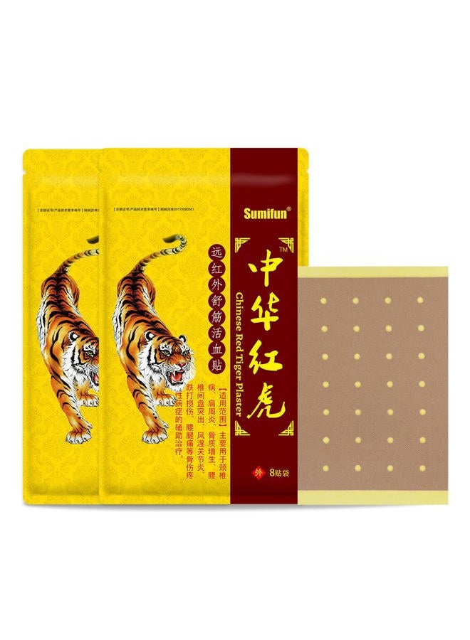 Sumifun Tiger Patches - 32 Counts Chinese Red Tiger Back Patch Ultra Strength Heat Patches for Muscle Joint of Knee Shoulder Neck 4 Packs 8 Each - Image 1